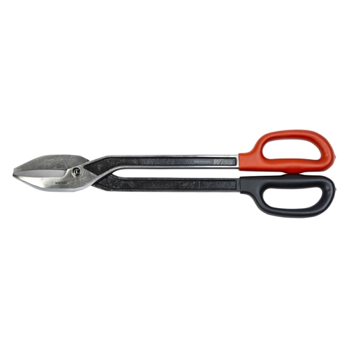 Tinner Snip, 16.57 in OAL, 2-1/4 in L Cut, Long, Straight Cut, Steel Blade, Black/Rawhide Handle