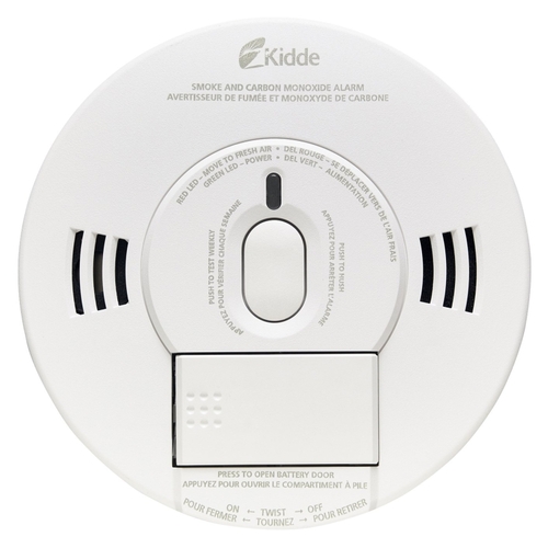 Smoke and Carbon Monoxide Alarm, 10 ft, 85 dB, Electrochemical, Photoelectric Sensor, White