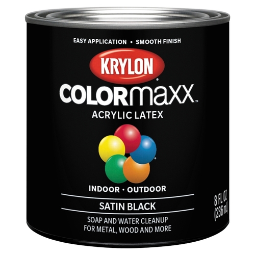 KRYLON K05613007 COLORmaxx Exterior Paint, Satin, Black, 8 oz