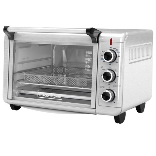 Black+Decker TO3215SS Air Fry Toaster Oven, 1500 W, Knob Control, Black/Silver