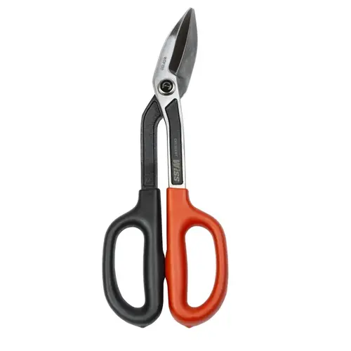 Crescent WDF10O Tinner Snip, 11-1/4 in OAL, 2 in L Cut, Long, Straight Cut, Steel Blade, Black/Rawhide Handle