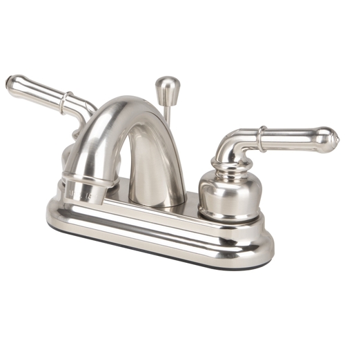 Lavatory Faucet, 1.5 gpm, 2-Faucet Handle, Brass, Nickel Plated, Lever Handle