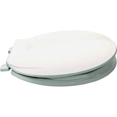 Toilet Seat, Round, Plastic, White, Plastic Hinge