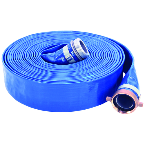 Water Discharge Hose, 50 ft L, Female x Male, PVC, Blue