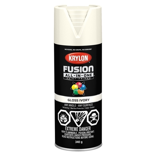 Fusion All-In-One Paint and Primer, Gloss, Ivory, 12 oz, Can