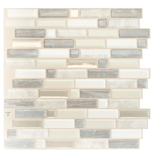 Mosaik Series Wall Tile, 9.36 in L Tile, 9.73 in W Tile, Crescendo Ciotta Pattern, Vinyl - pack of 4