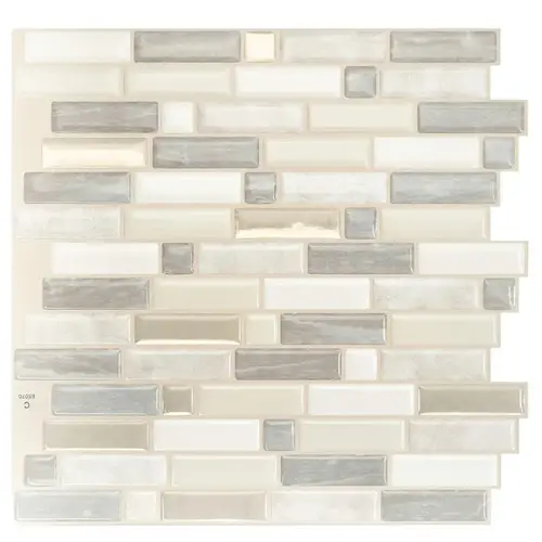 Mosaik Series Wall Tile, 9.36 in L Tile, 9.73 in W Tile, Crescendo Ciotta Pattern, Vinyl Beige/Ivory - pack of 4