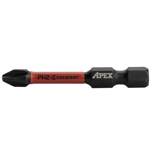 Crescent CAVB2PH2-2-XCP4 Vortex Impact Power Bit, #2 Drive, Phillips Drive, 1/4 in Shank, Hex Shank, 2 in L, Steel - pack of 8