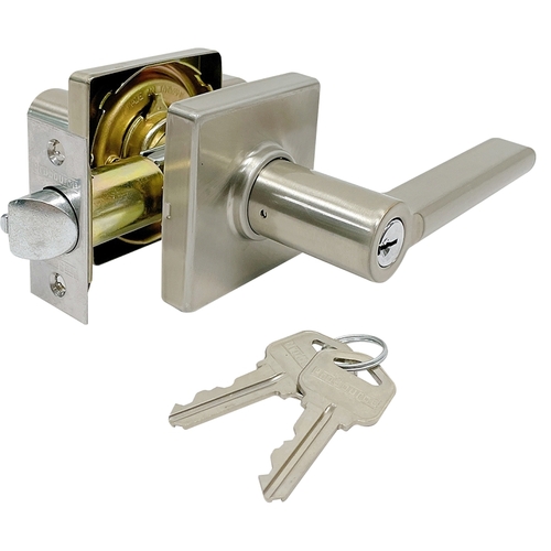 Entry Lock, Lever, Contemporary, Satin Nickel Stainless Steel