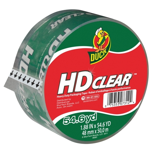 DUCK 297438 HD Clear Packaging Tape, 54.6 yd L, 1.88 in W, Clear