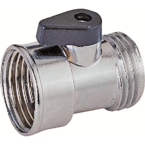 Hose Shut-Off Valve, 3/4 in, Female, 1 -Port/Way, Zinc Body, Silver, Chrome