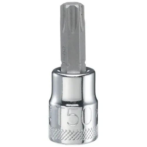 Torx Bit Socket, T50 Tip, 3/8 in Drive, Polished Chrome Vanadium