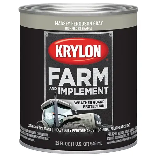 KRYLON K02031000 Farm and Implement Paint, High-Gloss, Massey Ferguson Gray, 1 qt