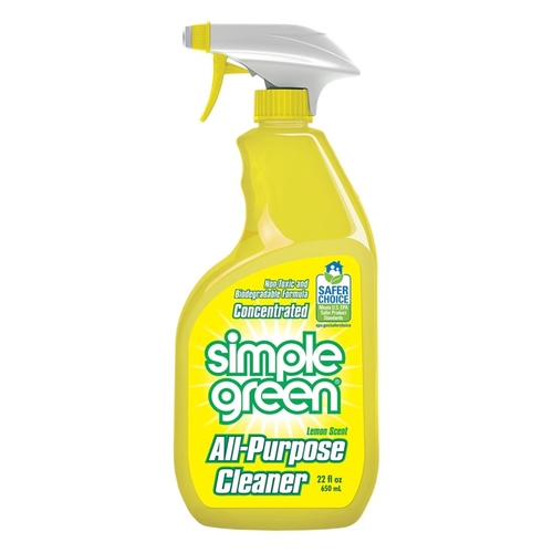 SIMPLE GREEN 3010001214001 All-Purpose Cleaner, 22 oz Spray Bottle, Liquid, Lemon, Yellow