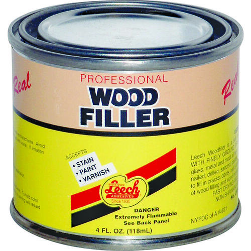 Leech Adhesives LWF-67 Wood Filler, Liquid, Solvent, Natural, 4 fl-oz Can