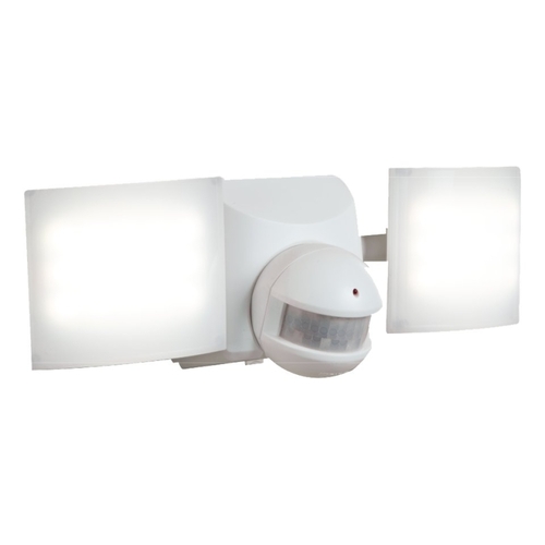 Solar Powered Twin Head Flood Light, 120 V, 50 W, 2-Lamp, LED Lamp, Cool White Light, 680 Lumens