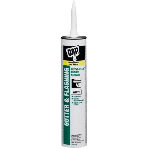 Butyl-Flex Gutter and Flashing Sealant, White, Paste, 300 mL Tube