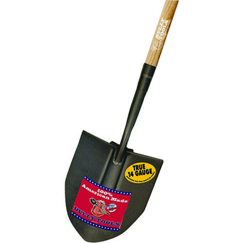 Bully Tools 92716 92718 Irrigation Shovel, 8-1/2 in W Blade, 14 ga Gauge, Steel Blade, Wood Handle, Long Handle