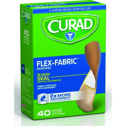 Curad CUR45245RB Flex-Fabric CUR45245 Adhesive Bandage, 3/4 in W, 2-1/2 in L, Fabric Bandage