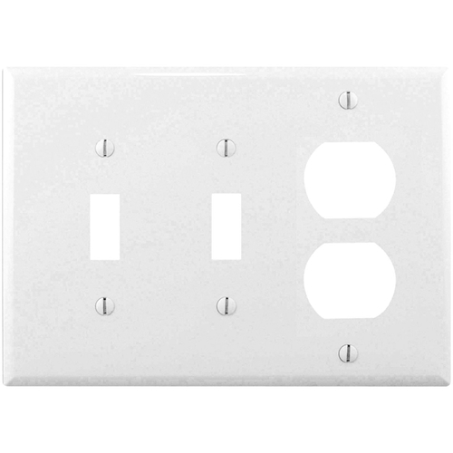 Combination Wallplate, 4-7/8 in L, 6-3/4 in W, 3 -Gang, Polycarbonate, White