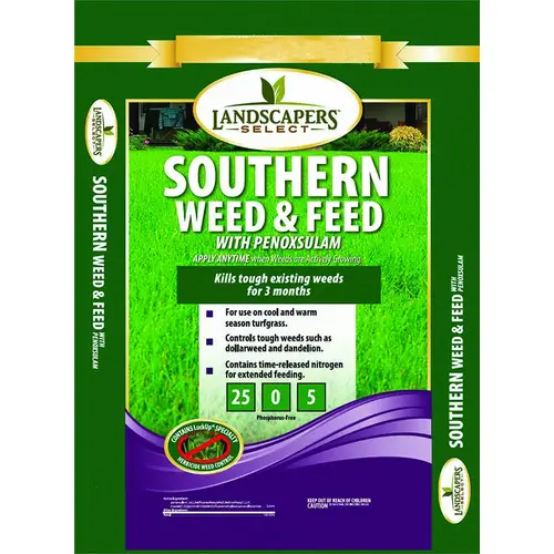 Weed and Feed Fertilizer, 17 lb Bag, Granular, 25-0-5 N-P-K Ratio