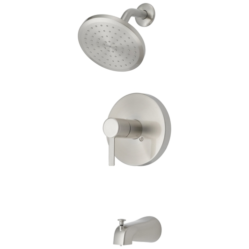 Tub/Shower, Fixed Mount Showerhead, 1.75 gpm Showerhead, 1 Spray Settings, Zinc Tub Spout Brushed Nickel