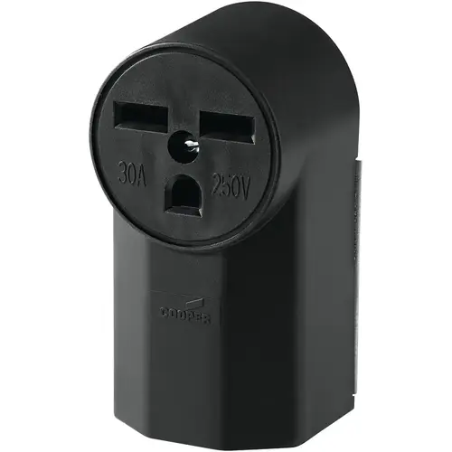 Eaton WD1232 Power Receptacle, 2-Pole, 250 V, 30 A, NEMA 6-30R, Black