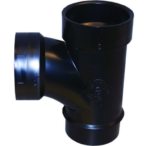 Sanitary Pipe Tee, 3 in, Spigot x Hub, ABS, Black