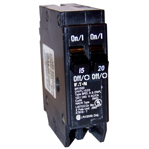 Eaton DNPL1520 Circuit Breaker, Duplex, Type DNPL, 15 to 20 A, 2 -Pole, 120 VAC