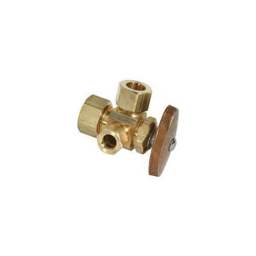 BrassCraft CR3901LX R1 Stop Valve, 1/2 x 1/2 x 3/8 in Connection, Compression, 125 psi Pressure, Brass Body