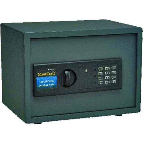 Digital Electronic Safe, 13-3/4 in W x 9-7/8 in D x 9-7/8 in H Exterior, Solid Steel, Dark Gray