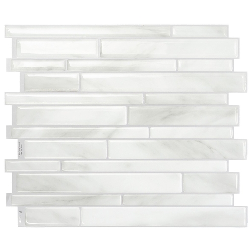 Mosaik Series Wall Tile, 11.55 in L Tile, 9.63 in W Tile, Milano Massa Pattern, Gray/White - pack of 4