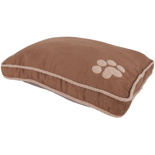 Aspen Pet 80393 Pillow Pet Bed, 36 in L, 45 in W, Paw Print Pattern, Polyfill Fill, Dark Tan