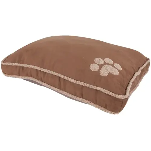 Pillow Pet Bed, 36 in L, 45 in W, Paw Print Pattern, Polyfill Fill, Dark Tan