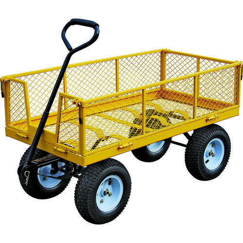 Garden Cart, 1200 lb, Steel Deck, 4-Wheel, 13 in Wheel, Pneumatic Wheel, Pull Handle