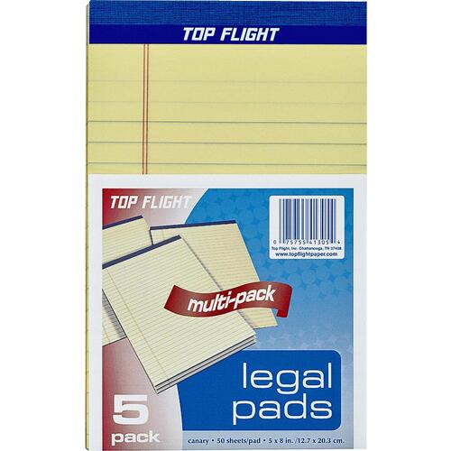 8105/5 Legal Pad, 8 in L x 5 in W Sheet, 50-Sheet, Canary Yellow Sheet - pack of 60