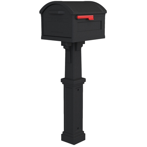 GHC40B01 Mailbox and Post Combo, 2175 cu-in Mailbox, Plastic Mailbox, Black