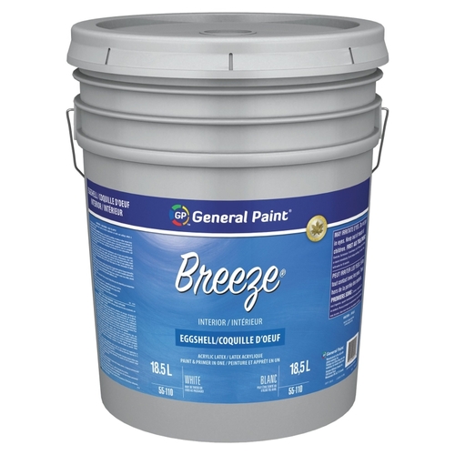 Breeze 55-110-20 Interior Paint, Eggshell, White, 5 gal