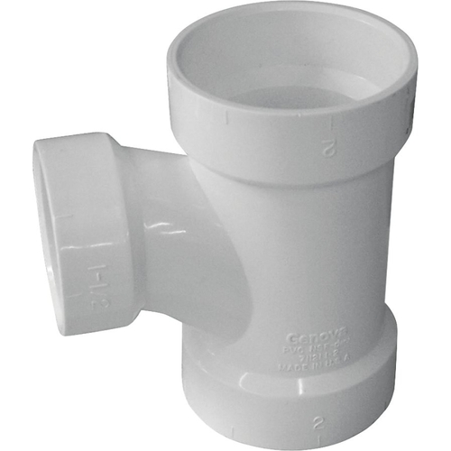 Sanitary Pipe Tee, 4 x 2 in, Hub, PVC, White, SCH 40 Schedule