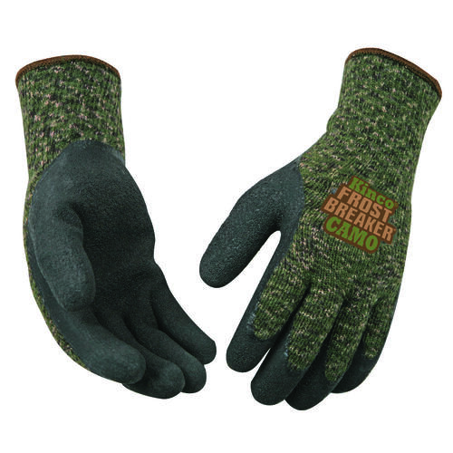 High-Dexterity Protective Gloves, Men's, XL, Regular Thumb, Knit Wrist Cuff, Acrylic Pair Camouflage/Green