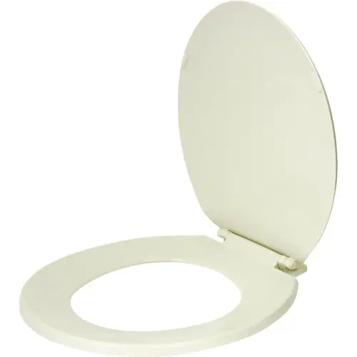 Toilet Seat, Round, Plastic, Bone, Plastic Hinge