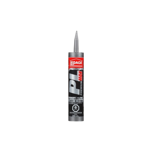 PL PREMIUM MAX Construction Adhesive, Gray, 266 mL Plastic Cartridge