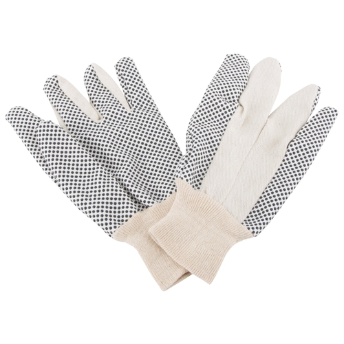 GV-522PVD-3L Cotton Work Gloves with PVC Dots, Men's, One-Size, Straight Thumb, Knit Wrist Cuff, Fabric 80% Cotton 20% Polyester Pair