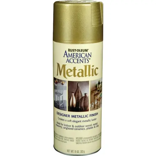 AMERICAN ACCENTS Designer Metallic Spray Paint, Metallic, Aged Brass, 12 oz, Aerosol Can