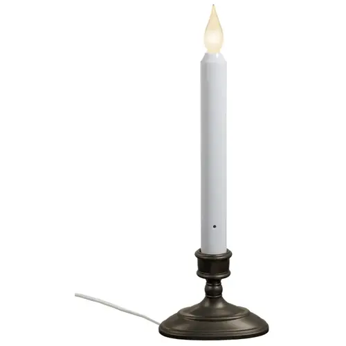 FPC1570A Window Candle, 11 in H Candle, Aged Bronze/White Candle, LED Bulb, Aged Bronze Holder - pack of 6