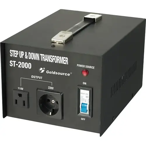 Goldsource ST-2000 ST Series Step Up and Step Down Transformer, 9-3/4 in L x 7-1/8 in W x 6 in H, 2000 W Black