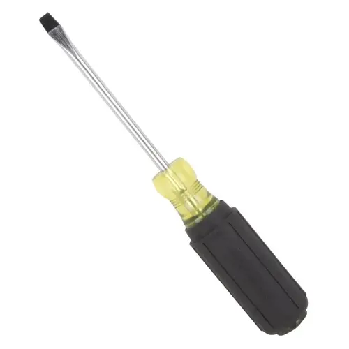 Screwdriver, 1/4 in Drive, Slotted Drive, 8-1/4 in OAL, 4 in L Shank, Plastic/Rubber Handle