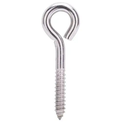 Lag Eye Bolt, 11 mm Thread, Screw Thread, 2 in L Thread, 1-7/16 in Dia Eye, 722 lb Working Load Stainless Steel