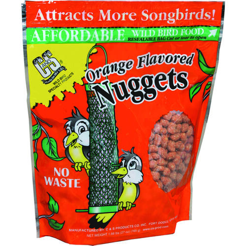C & S CS06103 Nuggets Bird Food, High-Energy, Orange Flavor, 27 oz Bag