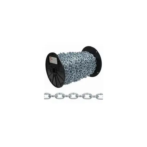 Campbell 0621309 Straight Link Coil Chain, #4, 100 ft L, 215 lb Working Load, Carbon Steel, Zinc